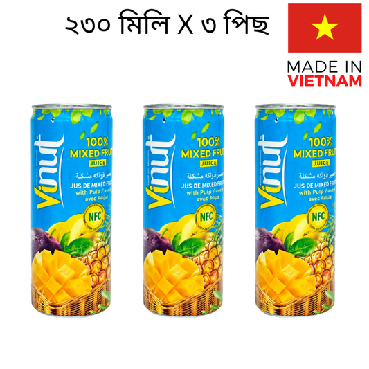 Vinut Mixed fruit Juice With Pulp 230ml x 3pcs = 690ml Premium Value Pack - Beasymart