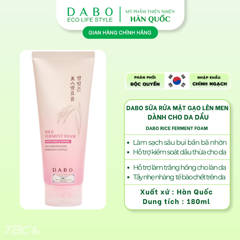 Dabo Rice Ferment Foam Whitening & Shining 180ml