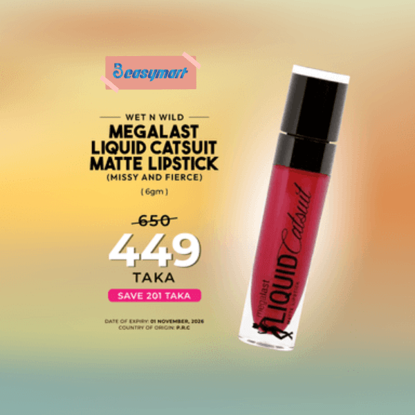 Wet n Wild MegaLast Liquid Catsuit Matte Lipstick - Missy and Fierce | ব্রাইট পিংক-রেড ম্যাট লিপস্টিক দীর্ঘস্থায়ী - Beasymart